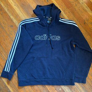 Adidas men Essentials Fleece 3-Stripes Hoodie Medium Navy